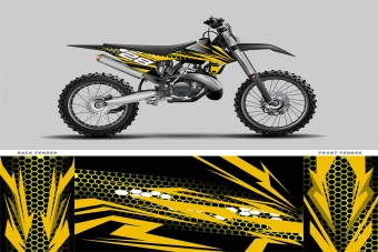 وکتور و لیبل روی موتور مسابقات کراس