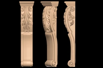 مدل سه بعدی سرستون منبت دار با پسوند stl، قابل اجرا با دستگاه cnc