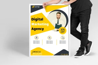 دانلود قالب لایه باز پوستر تبلیغاتی حرفه ای زرد ومشکی