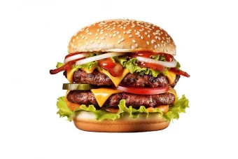 تصویر با کیفیت همبرگر با فرمت png / تصویر دور بری شده همبرگر