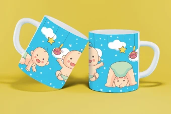 دانلود طرح ماگ سرامیکی با کاراکتر نوزاد پسر