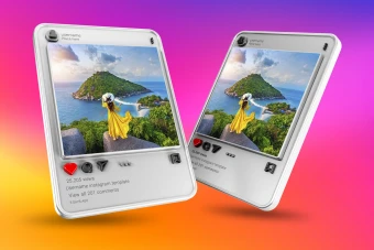 موکاپ پریمیوم لایه باز سه بعدی پست اینستاگرام psd