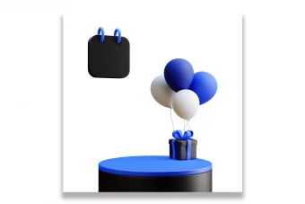 استیج معرفی محصولات تولد و کادو با باد کنک های رنگی آبی