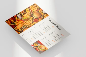 طرح لایه باز منو فست فود