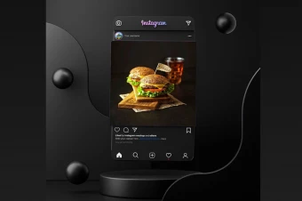 موکاپ پریمیوم لایه باز سه بعدی پست اینستاگرام psd