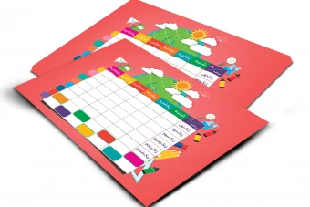 برنامه کلاسی هفتگی کودکانه A4؛ رنگ‌های شاد برای بچه‌های ابتدایی