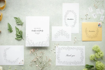 مجموعه کلپ‌آرت برگ‌های بهاری خطی | حاشیه متن برای طراحی عروسی و کارت دعوت