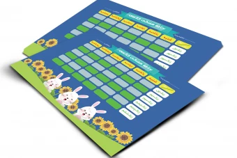 دانلود فایل لایه باز برنامه هفتگی خرگوشی – ویژه کودکان و دانش‌آموزان دبستان در سایز A4