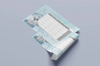 طرح لایه باز جدول برنامه هفتگی کودکانه – طراحی فانتزی با شخصیت کارتونی فوک