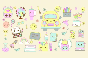 فایل لایه باز کیوت و فانتزی لوازم و تحریر مدرسه