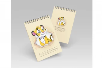 طرح لایه باز جلد دفتر و دفترچه با طرح ببر کارتونی جذاب