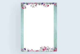 قاب و طرح حاشیه گل رز قرمز و بنفش