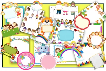 بیش از 410 عدد انواع بهترین و زیباترین کادر ها و شکل های گرافیکی باکیفیت برای نگارش شعر، متن های کودکانه باطرح های ساده و جذاب برای کودک با مناسب ترین قیمت