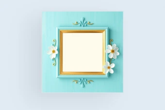 طرح قاب سبز با گل سفید