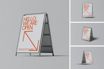 دانلود موکاپ لایه باز استند هشتی ایستاده