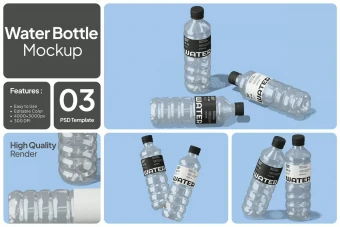 دانلود موکاپ لایه باز بطری آب معدنی