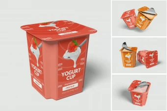 دانلود موکاپ لایه باز بسته بندی ماست میوه ای