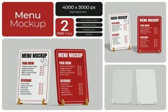 دانلود موکاپ لایه باز پیشنمایش منو کافه و رستوران