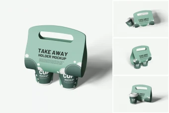 دانلود موکاپ لایه باز هولدر لیوان بیرون بر قهوه