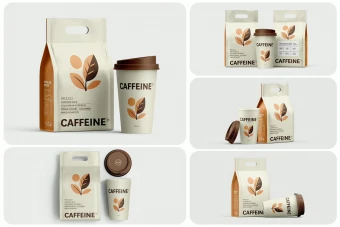 دانلود موکاپ لایه باز بسته بندی و لیوان قهوه