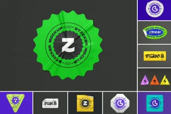 دانلود موکاپ لایه باز برچسب و استیکر در طرح های مختلف