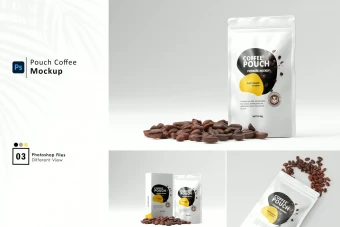 دانلود موکاپ لایه باز بسته بندی قهوه