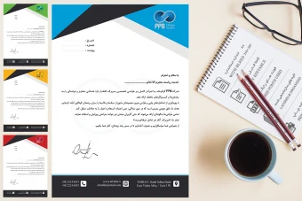 سربرگ اداری شرکتی مدرن آماده چاپ لایه‌باز در چهار رنگ