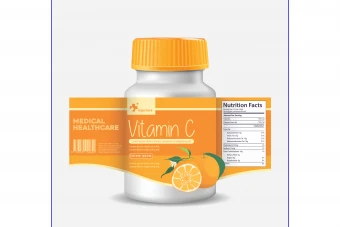 طرح لیبل بسته بندی شربت ویتامین سی