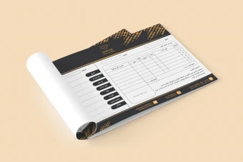 دانلود طرح لایه باز فاکتور طلا و جواهر فروشی | طراحی لوکس و مدرن مشکی و طلایی