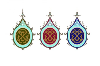 وکتور شمسه طرح لایه باز فتوشاپ سرمه ای، قرمز و سبز مناسب صفحه آرایی کتاب، سالنامه و انواع پوستر و کتیبه