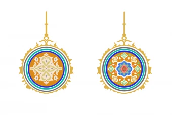 وکتور شمسه طرح لایه باز اسلامی اسلیمی سنتی ایران، مناسب صفحه آرایی کتاب، سالنامه، بنر، پوستر، کتیبه و طرح های سنتی و کاشتی کاری