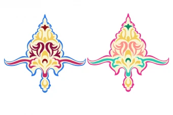 وکتور اِلمان اسلیمی طرح لایه باز فتوشاپ قرمز و طلایی
