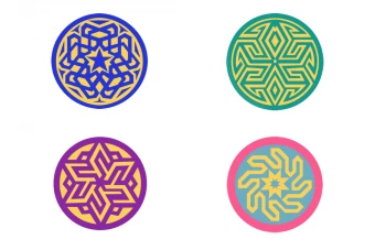 مجموعه وکتور موتیف لایه باز فتوشاپ رنگ سرمه ای طلایی