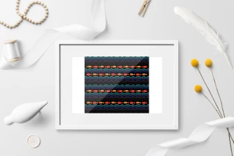 پترن ماهی و موج در رنگ های نئون/لایه باز