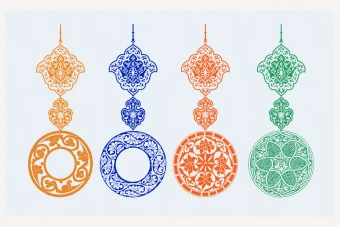 وکتور طرح اسلیمی و ترنج لایه باز فتوشاپ