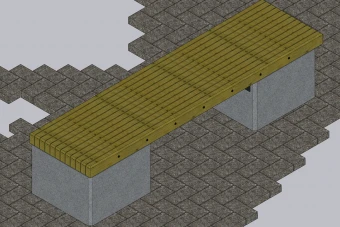 نیمکت بتنی با رویه چوب