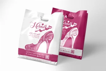 طرح ساک دستی کیف و کفش فروشی شامل وکتور کفش زنانه