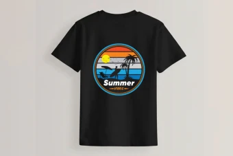 طرح لایه باز تیشرت تابستان و ساحل دریا