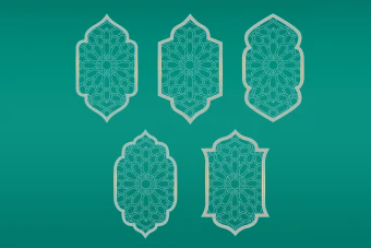 مجموع پک قاب با زمینه اسلیمی طرح لایه باز فتوشاپ رنگ زمینه سبز