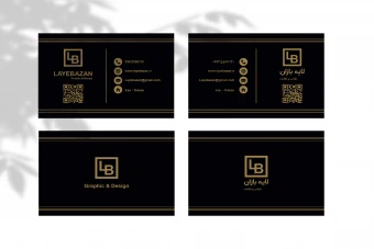 کارت ویزیت لایه باز مشکی طلایی | طراحی لوکس و حرفه‌ای دو زبانه