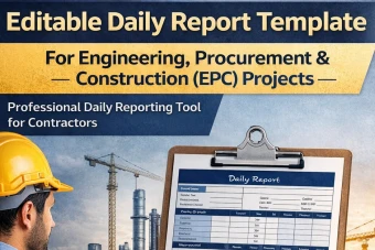 فایل لایه باز (تمپلیت) گزارش روزانه پیمانکار اجرایی پروژه های مهندسی، تامین و ساخت