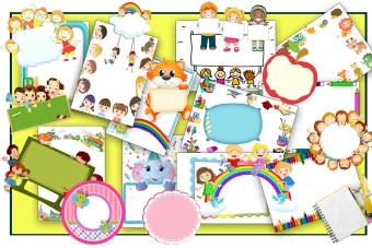 بیش از 410 عدد انواع بهترین و زیباترین کادر ها و شکل های گرافیکی باکیفیت برای نگارش شعر، متن های کودکانه باطرح های ساده و جذاب برای کودک با مناسب ترین قیمت