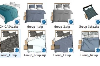 دانلود آبجکت تخت خواب دو نفره اسکچاپ