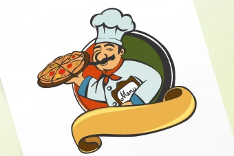 فایل طرح آشپز 1 مناسب تراکت های رستورانی-فرمت کورل دراو