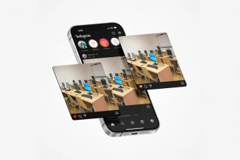 موکاپ پریمیوم لایه باز سه بعدی پست اینستاگرام psd