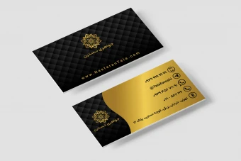 طرح کارت ویزیت با تم طلایی مشکی جدید لایه باز فتوشاپ psd