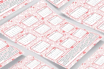 تقویم دیواری 1405 طرح قلب کد 8037