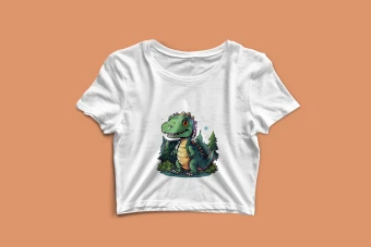 طرح کراپ تیشرت زنانه (Dinosaur)