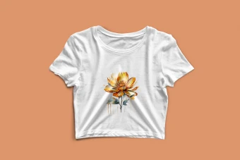 طرح کراپ تیشرت زنانه (Golden Flower)