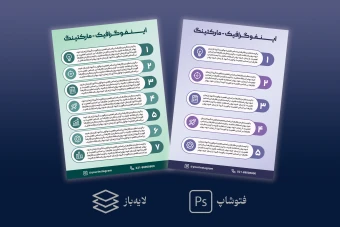 مجموعه ۳ قالب اینفوگرافیک مرحله‌ای لایه باز | PSD قابل ویرایش (۵ و ۷ مرحله‌ای)